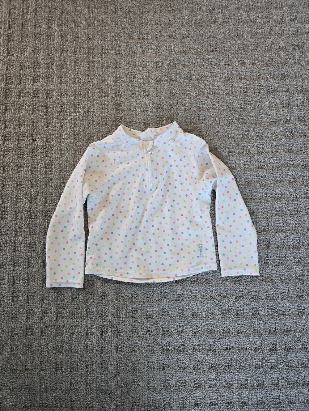 Kids Polka Dot Long Sleeve Rash Guard - White with Pastel Dots